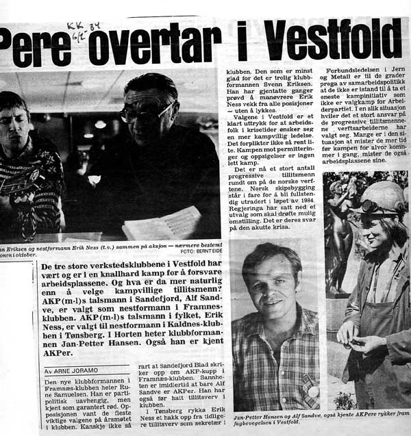 Avisklipp: AKPere overtar i Vestfold