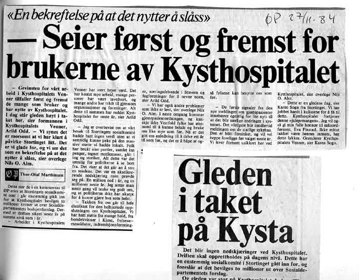 Avisklipp: Kysthospitalet reddet