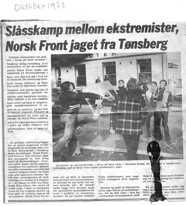 Avisklipp: Norsk front jages fra T&oslash;nsberg