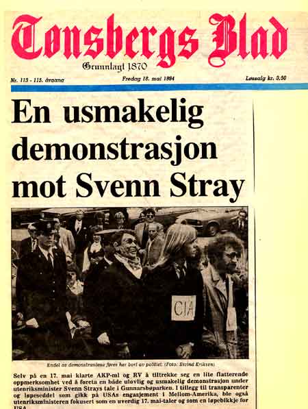 Avisklipp: Demonstrasjon mot Stray