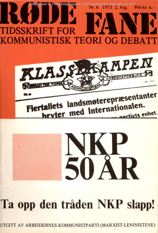 Forside Røde Fane nr 6, 1973