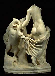 Zeus, hier in Gestalt eines Schwanes, hat es auf Leda abgesehen