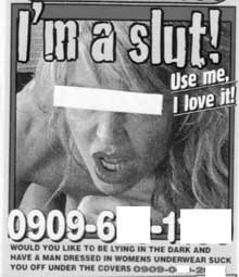Telesexannonse: I'm a slut!