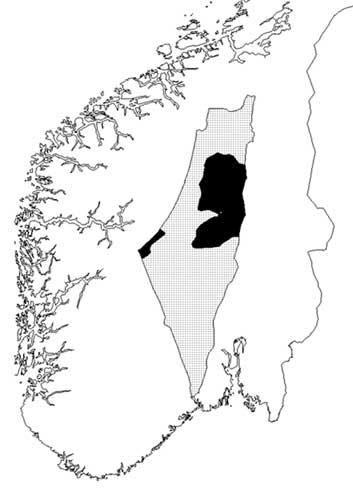 Palestina sammenlikna med Norge (kart)