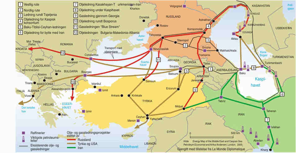 Kart over r&oslash;rledningsalternativene